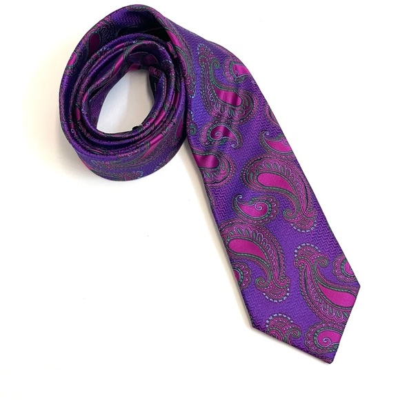 Duchamp Purple & Fuchsia Silk Paisley Tie